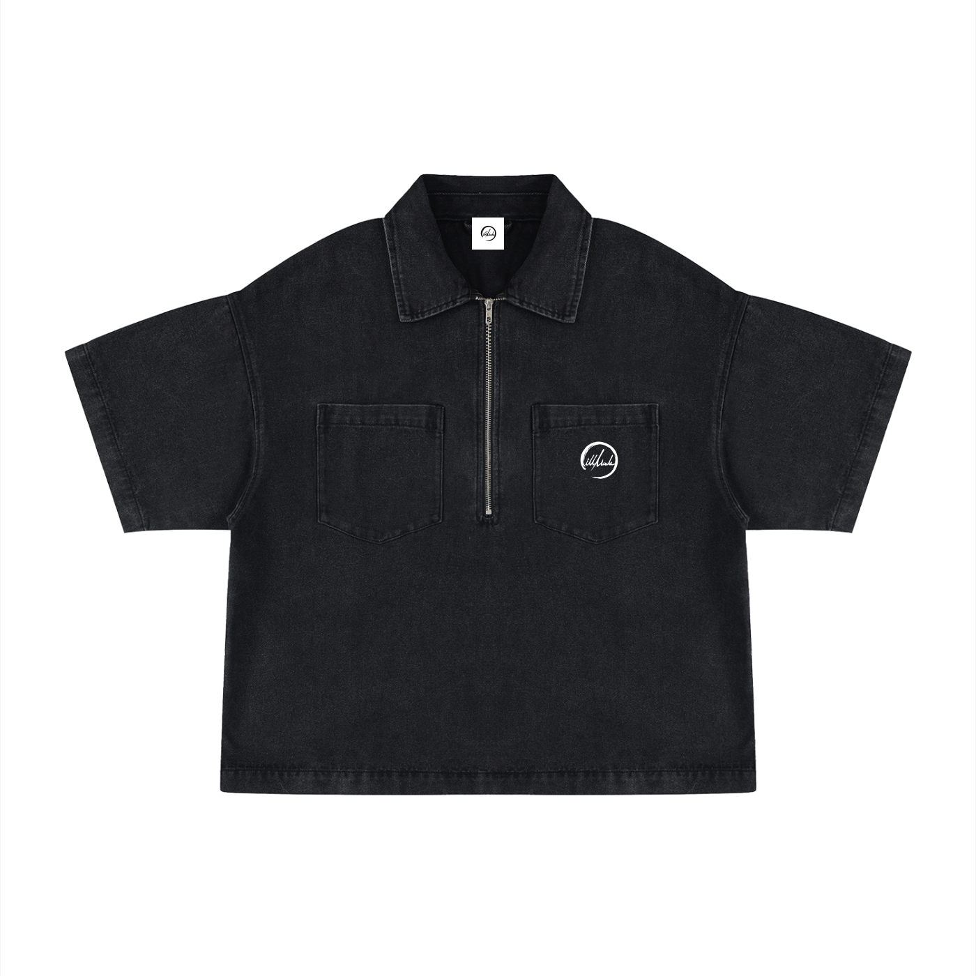 Drip Vintage Wash Boxy Quarter-Zip Denim Shirt