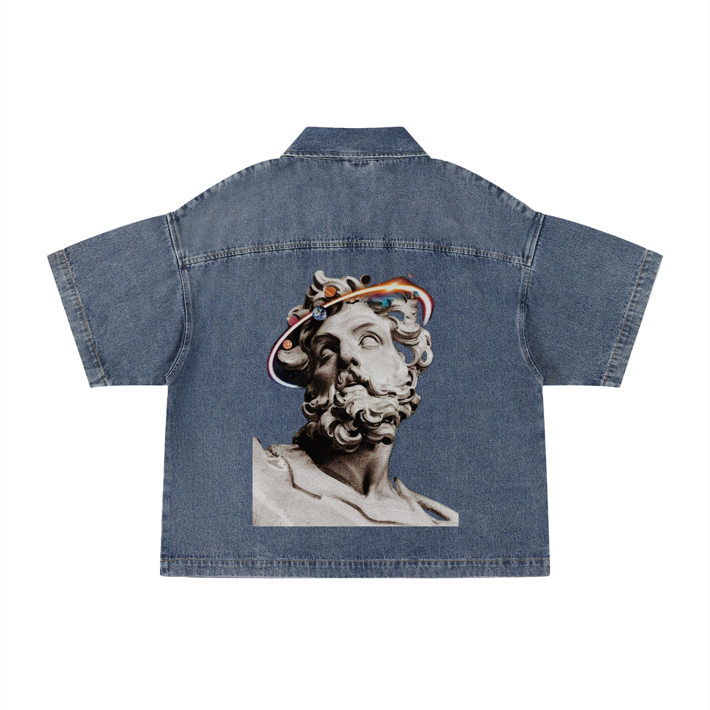 Drip Vintage Wash Boxy Quarter-Zip Denim Shirt